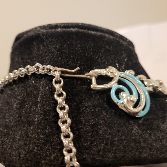 Mid-Century blue and silver toned vintage necklace with matching bracelet - Picture 5 of 5